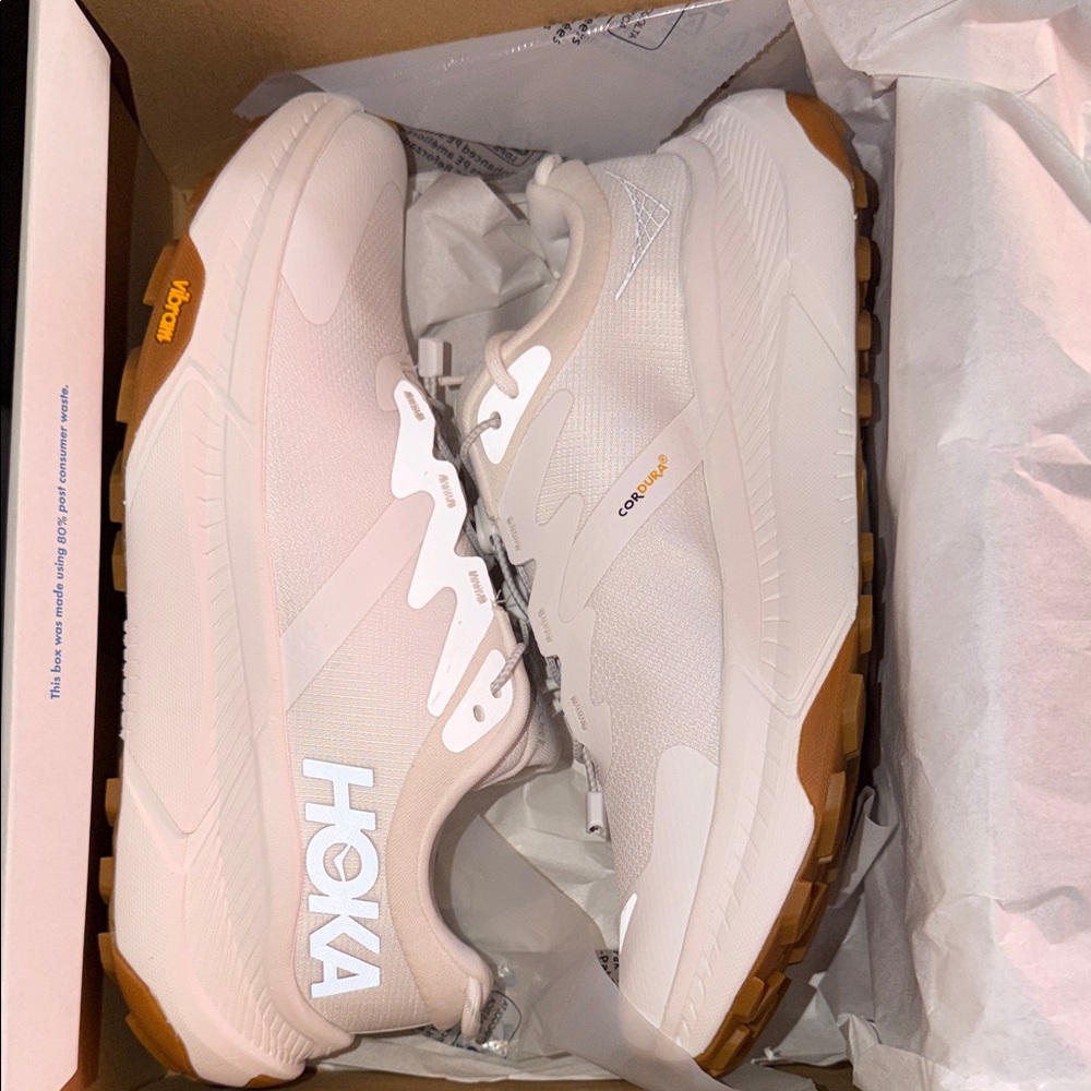 Hoka Pale  Tan  and Gum Trail Sneakers